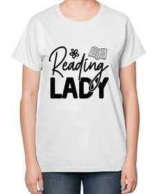 Reading lady 1347# - teacher-  Ladies T-Shirt