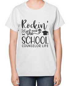 Rockin The School Counselor Life 774# - librarian-  Ladies T-Shirt