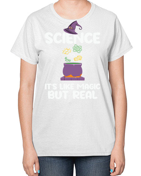 ScienceItsLikeMagicButScientistSkinite Scientist Skinite 48# - general science-  Ladies T-Shirt