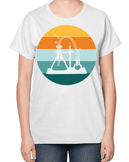 ScientistRetroSunsetScientistSkinite Scientist Skinite 39# - general science-  Ladies T-Shirt