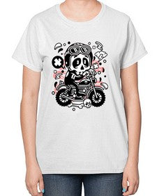Skull Motocross 1058# - skull and bones-  Ladies T-Shirt