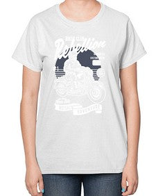 Skull Motorbiker 1059# - skull and bones-  Ladies T-Shirt