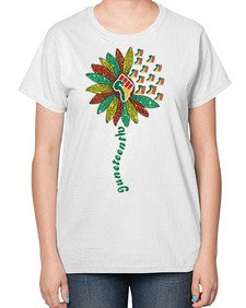 Sunflower Fist Juneteenth Black History 24# - black juneteenth-  Ladies T-Shirt