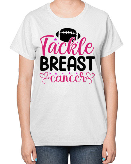 Tackle Breast Cancer 4# - breast cancer-  Ladies T-Shirt