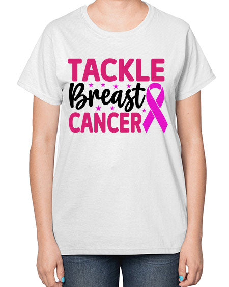 Tackle Breast Cancer 5# - breast cancer-  Ladies T-Shirt
