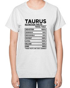 Taurus Nutrition Facts 490# - taurus-  Ladies T-Shirt