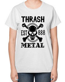 Thrash metal 1171# - skull and bones-  Ladies T-Shirt