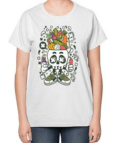 Vegetable Skull Head 1195# - skull and bones-  Ladies T-Shirt