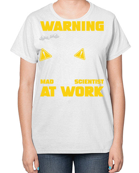 WarningMadScientistAtWorkScientistSkinite Scientist Skinite 13# - general science-  Ladies T-Shirt
