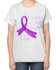 Womens I Wear Purple for My Dad Alzheimers Disease Awareness VNeck 221# - alzheimers-  Ladies T-Shirt