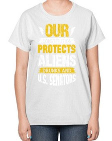 Your constituion protects aliens and drunks 49# - ufo-  Ladies T-Shirt