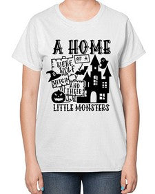a home of a were wolf witch and their little monsters 53# - witch-  Ladies T-Shirt