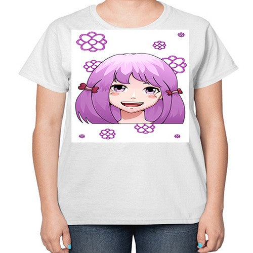 cute ponytails purple hair girl 63# - anime-  Ladies T-Shirt