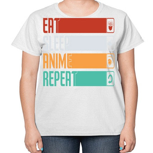 eat sleep anime repeat225# - anime-  Ladies T-Shirt
