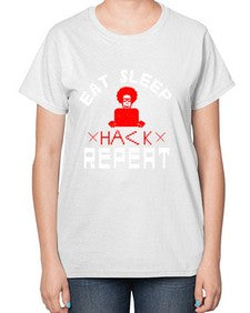 eat sleep hack repeat 48# - computer-  Ladies T-Shirt