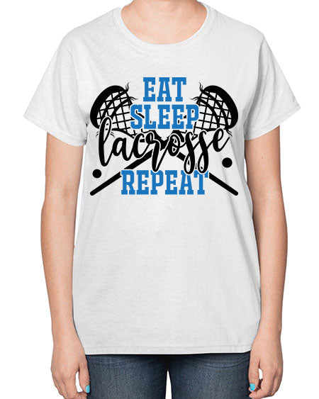 eat sleep lacrosse repeat 15# - lacrosse-  Ladies T-Shirt