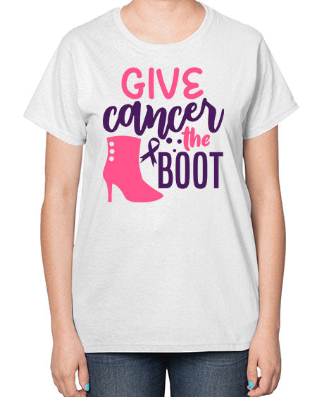 give cancer the boot Style 1# - breast cancer-  Ladies T-Shirt