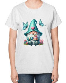gnome with butterfly 14# - gnome-  Ladies T-Shirt