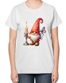 gnome with butterfly 16# - gnome-  Ladies T-Shirt