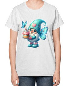 gnome with butterfly 20# - gnome-  Ladies T-Shirt