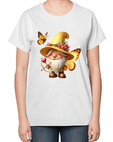 gnome with butterfly 27# - gnome-  Ladies T-Shirt