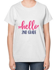 hello second grade 323# - second grade-  Ladies T-Shirt