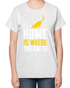 home is where the cat is Style 49# - cats-  Ladies T-Shirt