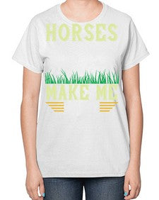 horses make me happy Style 40# - horse-  Ladies T-Shirt