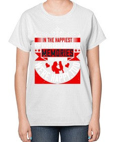 in the happiest of our childhood memories our parents were happy too 343# - parents day-  Ladies T-Shirt