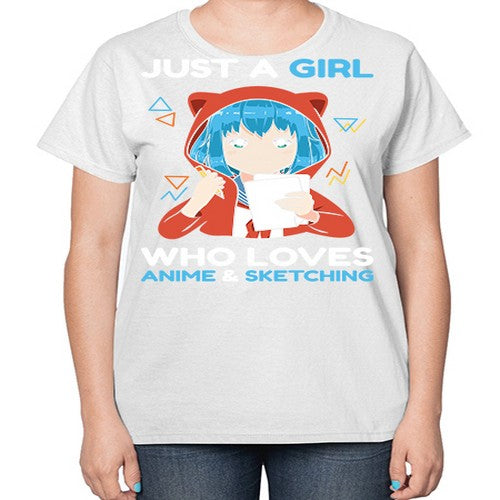 just a girl who loves anime and sketching259# - anime-  Ladies T-Shirt