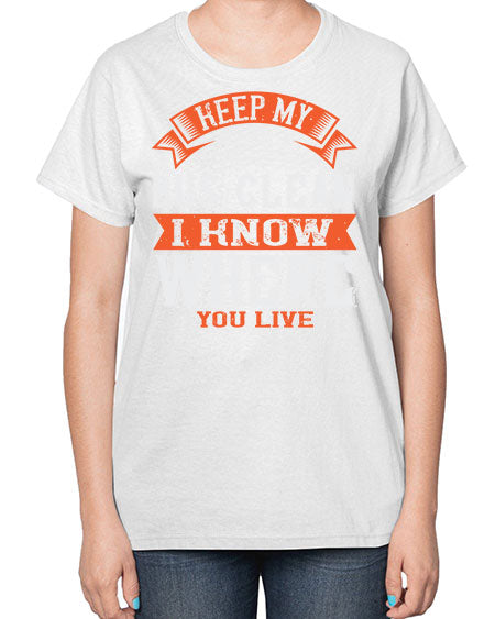 keep my bus clean i know where you live Style 1031# - Bus Driver-  Ladies T-Shirt