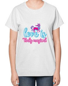 love is truly magical 271# - unicorn-  Ladies T-Shirt