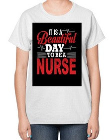 nurse with backround 1225# - nurse-  Ladies T-Shirt
