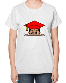 peekaboo afro puffs grad boy 20# - black boys or men-  Ladies T-Shirt