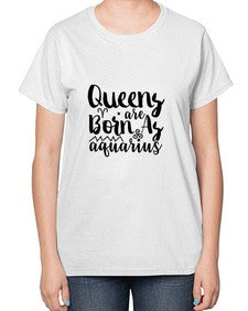 queens Are Born As Aquarius 383# - aquarius-  Ladies T-Shirt