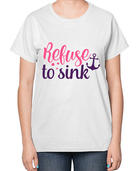 refuse to sink Style 4# - breast cancer-  Ladies T-Shirt