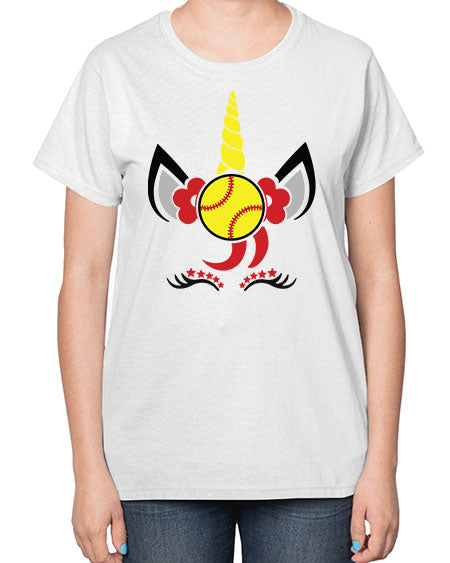 softball unicorn 401# - softball-  Ladies T-Shirt