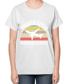wander often wonder always  47# - airplane-  Ladies T-Shirt