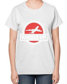 wheels up  50# - airplane-  Ladies T-Shirt
