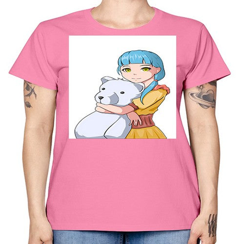 Cute girl with bear doll 26# - anime -  Missy T-Shirt