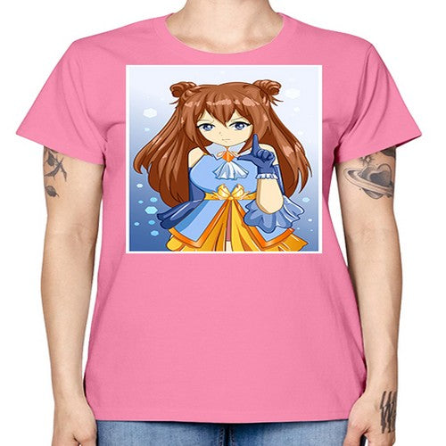 Cute little beautiful girl blue gold clothes cartoon 171# - anime -  Missy T-Shirt