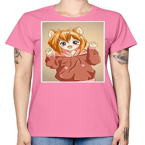 Cute little girl with accessories cat cartoon 170# - anime -  Missy T-Shirt