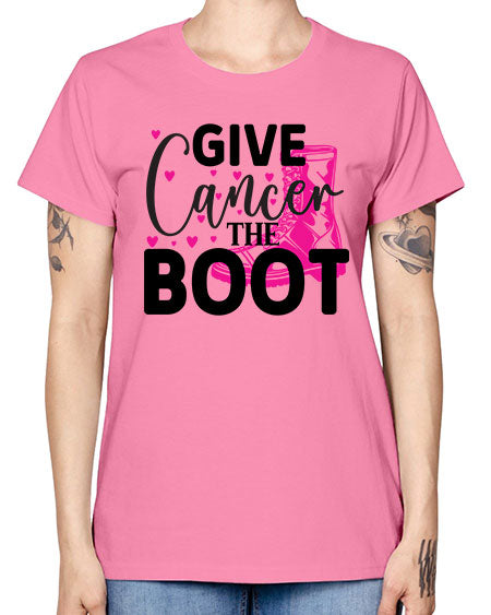 Give Cancer the Boot 24# - breast cancer -  Missy T-Shirt