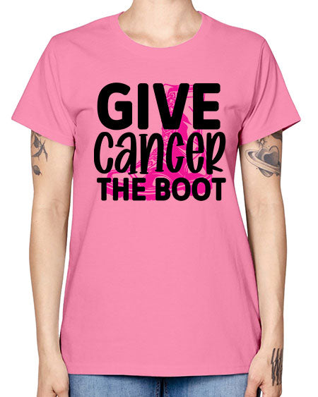 Give Cancer the Boot 25# - breast cancer -  Missy T-Shirt