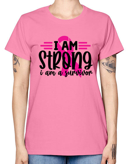 I Am Strong I Am a Survivor 20# - breast cancer -  Missy T-Shirt