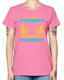 Mac users swear by their computers 25# - computer -  Missy T-Shirt
