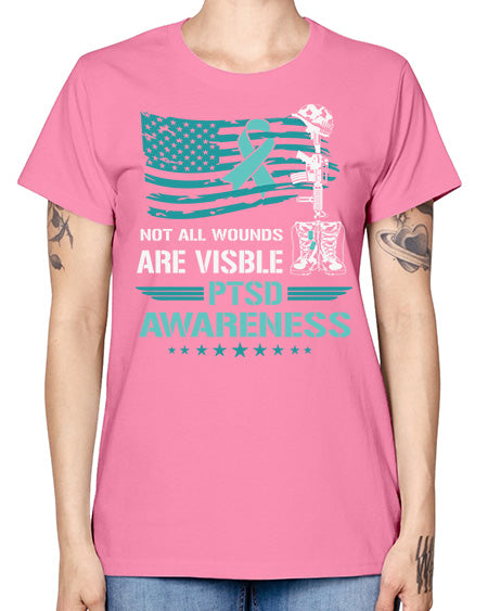 Patriotic Military PTSD Awareness 13# - PTSD -  Missy T-Shirt