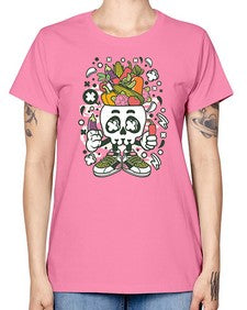 Vegetable Skull Head 1195# - skull and bones -  Missy T-Shirt