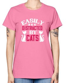 easily distracted by cats Style 46# - cats -  Missy T-Shirt