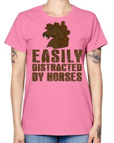 easily distracted by horses - horse -  Missy T-Shirt